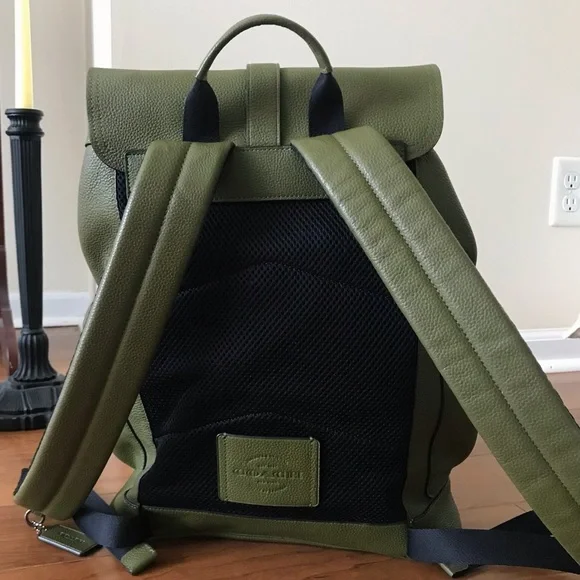 Coach Hudson Leather Backpack, Olive Green, F36811 - Picture 7 of 16